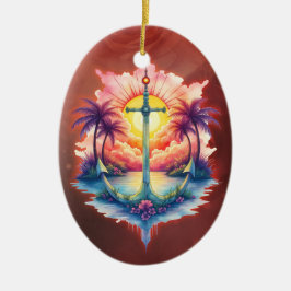 Ornamento De Cerâmica Solar anchor in a tropical paradise.