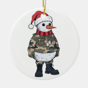 Ornamento De Cerâmica Soldado Boneco de Neve Natal 2026 Feriado Militar