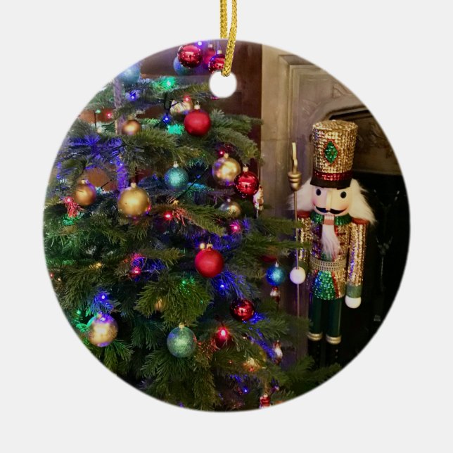 Ornamento De Cerâmica Soldado Sequestrador e Árvore de Natal (Frente)