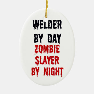 Ornamento De Cerâmica Soldador Por Dia Zombie Caçadora Por Noite