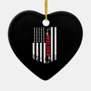 Ornamento De Cerâmica Soldadura - Bandeira do Soldador Americano