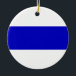 Ornamento De Cerâmica solidariedade russa contra a invasão da ucrânia<br><div class="desc">bandeira anti-guerra russa ucrânia linha azul solidariedade símbolo protesto</div>