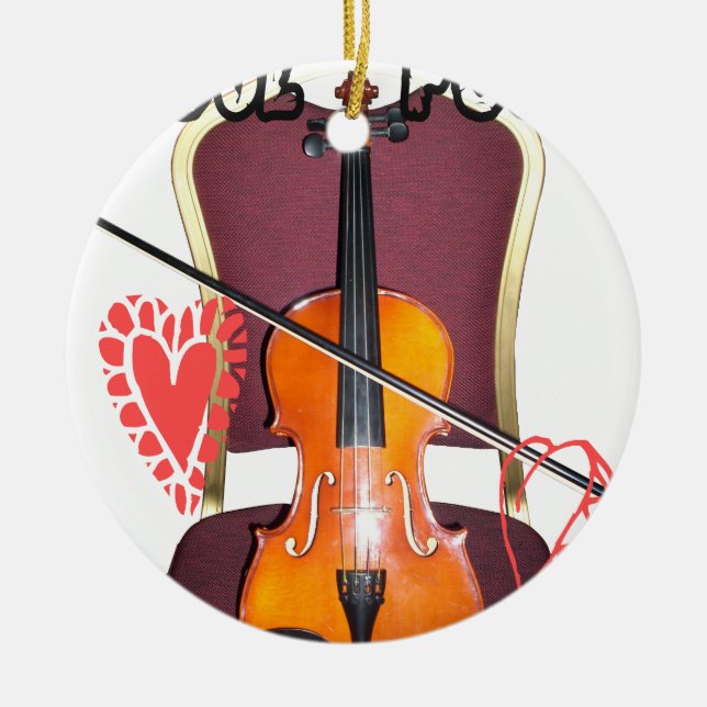 Ornamento De Cerâmica Som de Violin love hakuna matata namorados (Frente)