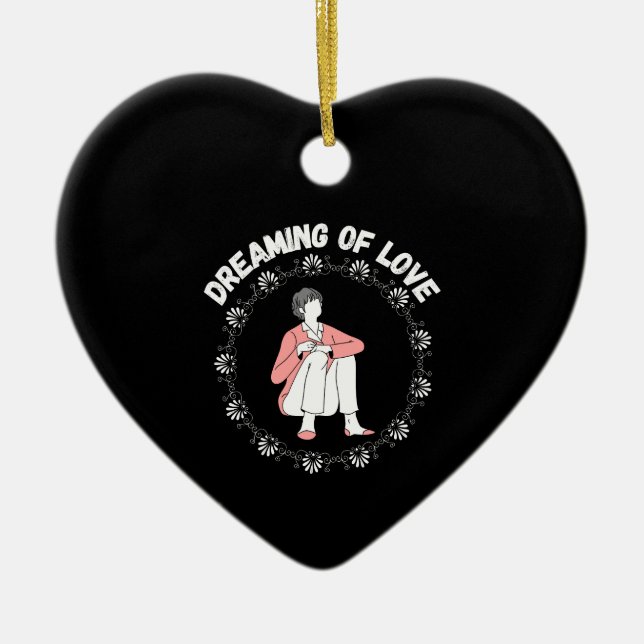 Ornamento De Cerâmica Sonhando com o amor (Frente)