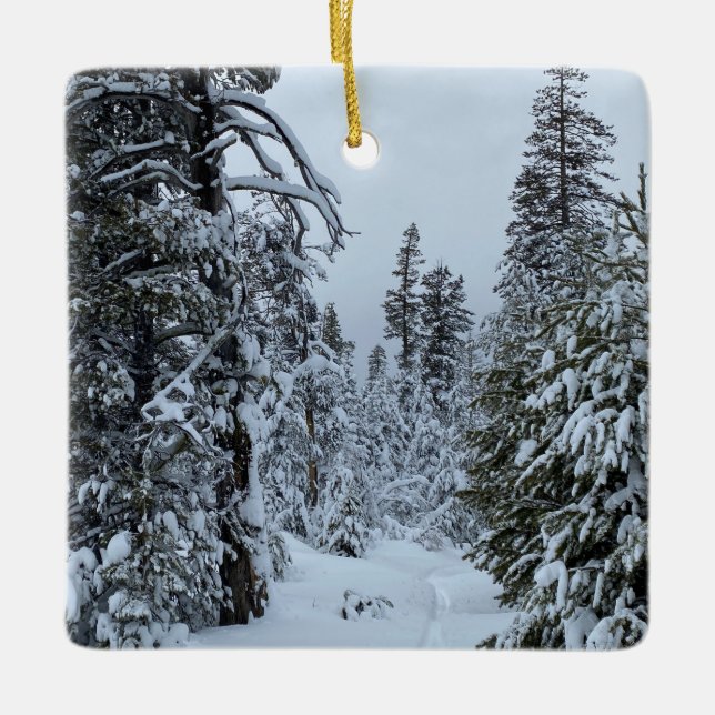 Ornamento De Cerâmica Sonhando com um Natal Branco (Frente)