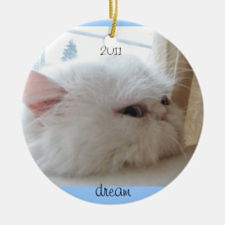 Ornamento De Cerâmica Sonho 2011 do gatinho do Natal