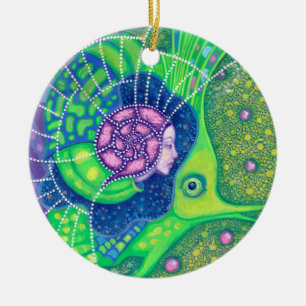 Ornamento De Cerâmica Sonho da lua de cheio, surrealismo fantasia de ser