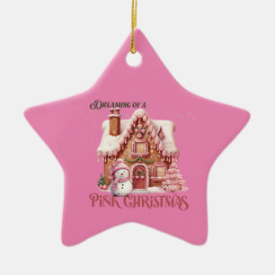 Ornamento De Cerâmica Sonho de Natal Rosa