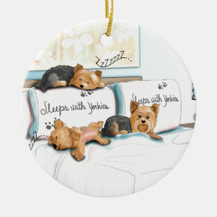 Ornamento De Cerâmica Sonos com o Yorkies por Catia Cho