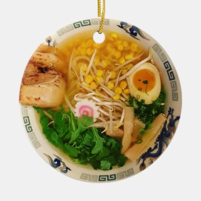 Ornamento De Cerâmica Sopa de macarronete dos Ramen da carne de porco (Frente)