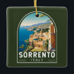 Ornamento De Cerâmica Sorrento Itália Viagem Art Vintage<br><div class="desc">Sorrento retro vetor viagem design. Desfiladeiros tocados que separam a cidade de suas movimentadas marinas,  é conhecida por visões de água varridas e Piazza Tasso,  uma praça com cafe.</div>