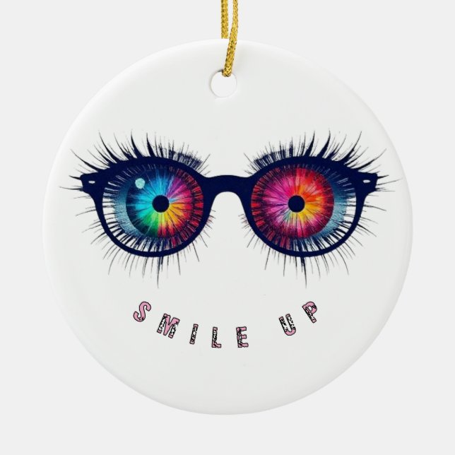 Ornamento De Cerâmica Sorria os óculos (Frente)