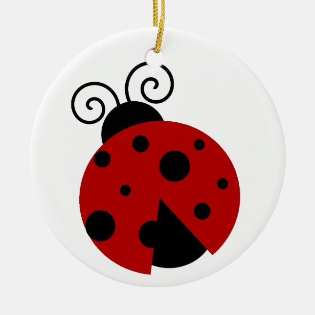 Ornamento De Cerâmica Sorte ser um belo cartoon Ladybug (Frente)