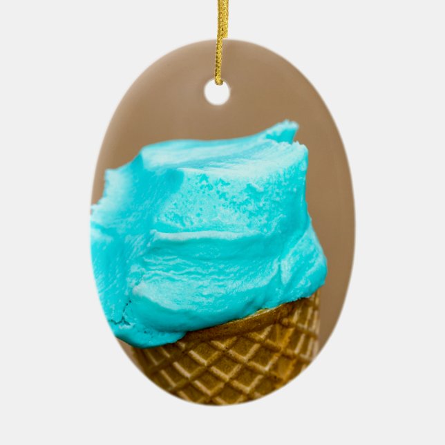 Ornamento De Cerâmica Sorvete com macro waffle (Frente)