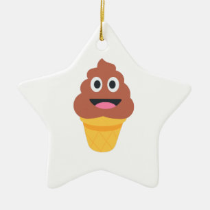 Ornamento De Cerâmica sorvete cone poo emoji
