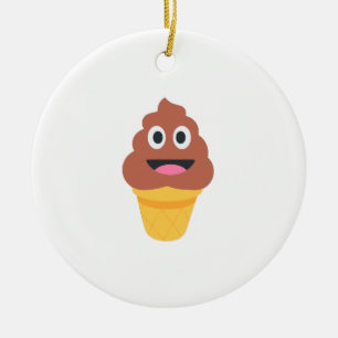 Ornamento De Cerâmica sorvete cone poo emoji