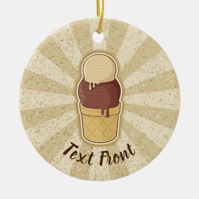 Ornamento De Cerâmica Sorvete de duas bolas (Frente)