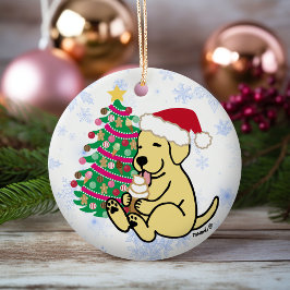 Ornamento De Cerâmica Sorvete Labrador Amarelo Personalizado