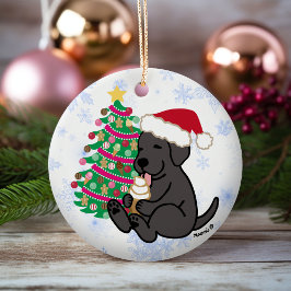 Ornamento De Cerâmica Sorvete Preto Personalizado Labrador