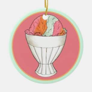 Ornamento De Cerâmica Sorvete Sorbet Dessert Scoop