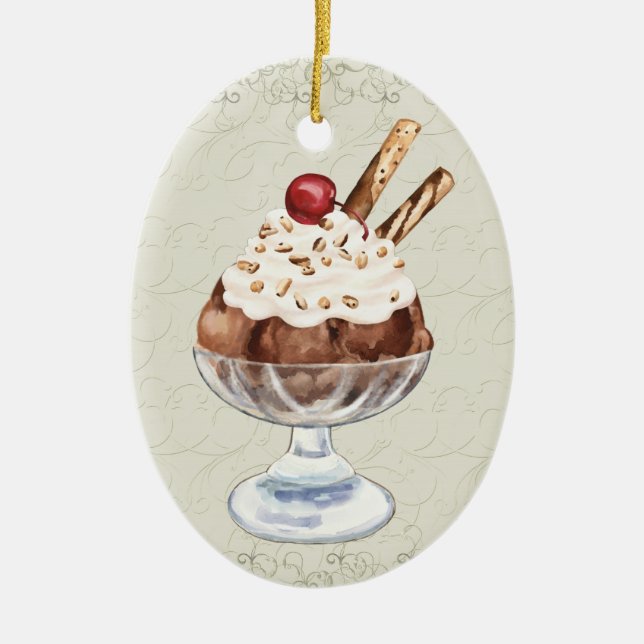 Ornamento De Cerâmica Sorvete Sundae - SRF (Frente)
