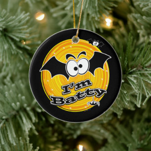 Ornamento De Cerâmica Sou Batty Orange e Yellow Swirl