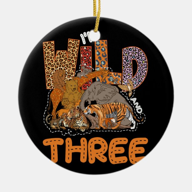 Ornamento De Cerâmica Sou Selvagem Selvagem e Três Animais Selvagens Saf (Frente)
