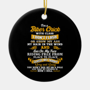 Ornamento De Cerâmica Sou um presente de Pintinho Biker para motoristas
