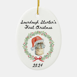 Ornamento De Cerâmica Sourdough Starter 2024 Ornament