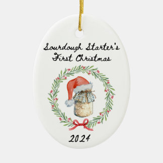Ornamento De Cerâmica Sourdough Starter 2024 Ornament