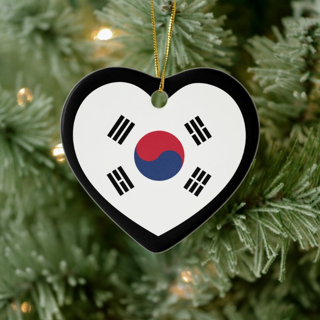 Ornamento De Cerâmica South Korea Flag Heart (Árvore)