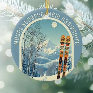 Ornamento De Cerâmica Souvenir de esqui de Mount Sunapee New Hampshire 