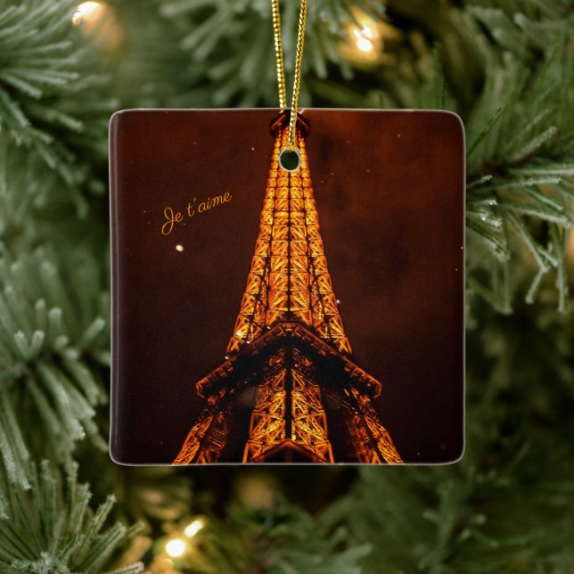 Ornamento De Cerâmica Souvenir Torre Eiffel Clássica e Laranja (Árvore)
