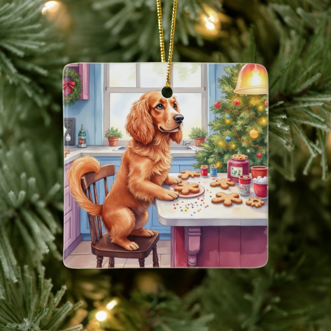 Ornamento De Cerâmica Spaniel Cocker Fofo de Natal Assando Biscoitos (Árvore)