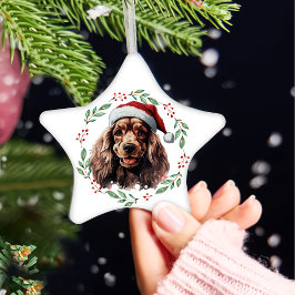 Ornamento De Cerâmica Spaniel de Cocker de Natal Personalizado