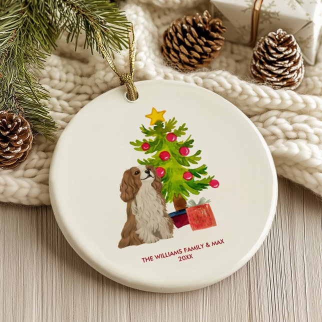 Ornamento De Cerâmica Spaniel Dog Personalizado Natal (Criador carregado)