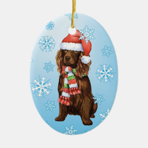 Ornamento De Cerâmica Spaniel feliz de Howliday Boykin
