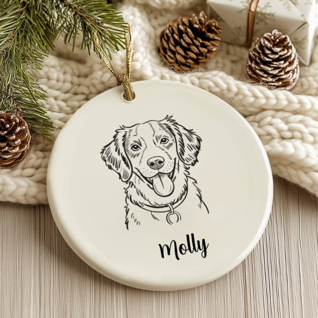 Ornamento De Cerâmica Spaniel Personalizado no Natal (Criador carregado)