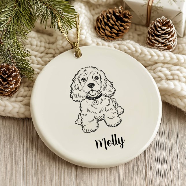 Ornamento De Cerâmica Spaniel Personalizado no Natal (Criador carregado)