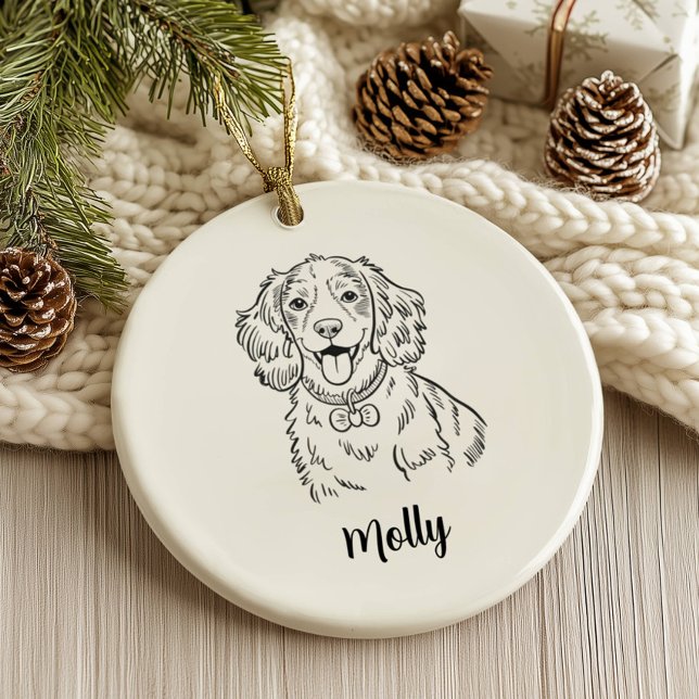 Ornamento De Cerâmica Spaniel Personalizado no Natal (Criador carregado)