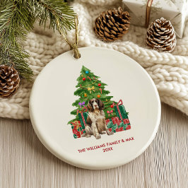 Ornamento De Cerâmica Spaniel Personalizado no Natal
