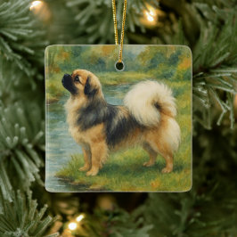 Ornamento De Cerâmica Spaniel Tibetano