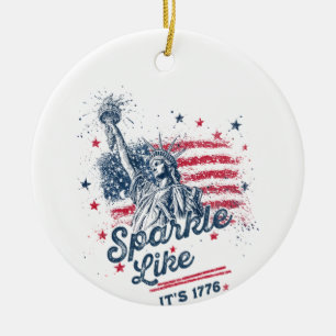 Ornamento De Cerâmica Sparkle Like It's 1776, Patriotic Design, American