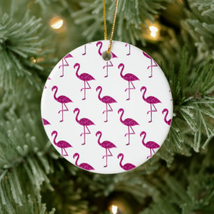 Ornamento De Cerâmica Sparkly flamingo Pink glitter sparkles pattern