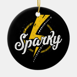 Ornamento De Cerâmica Sparky Eleatra Funny Lineman Pai Retro