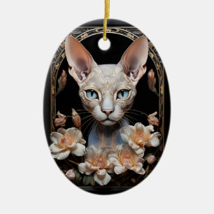 Ornamento De Cerâmica Sphynx cat