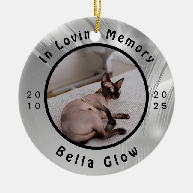 Ornamento De Cerâmica Sphynx Cat Memorial Silver Remembrance Art (Frente)