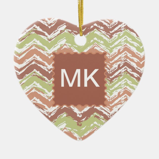 Ornamento De Cerâmica Spice Scribble Chevron ZigZag (Frente)