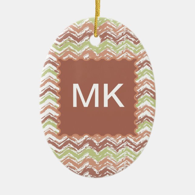 Ornamento De Cerâmica Spice Scribble Chevron ZigZag (Frente)