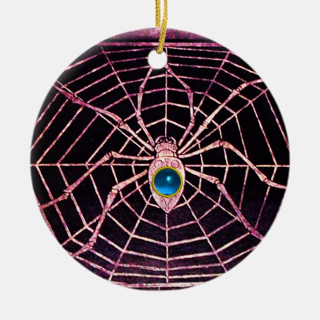 Ornamento De Cerâmica SPIDER E WEB Blue Sapphire Black (Frente)